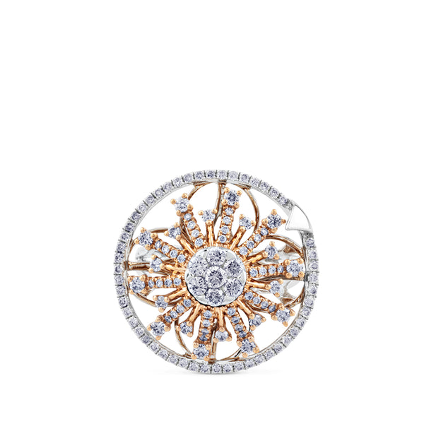 Sortija copo de nieve "Hypnose" de oro blanco y oro rosa con diamantes