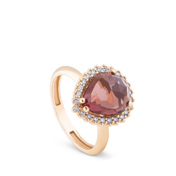 Sortija-oro-rosa-amatista-brillantes - Ref J4800SB