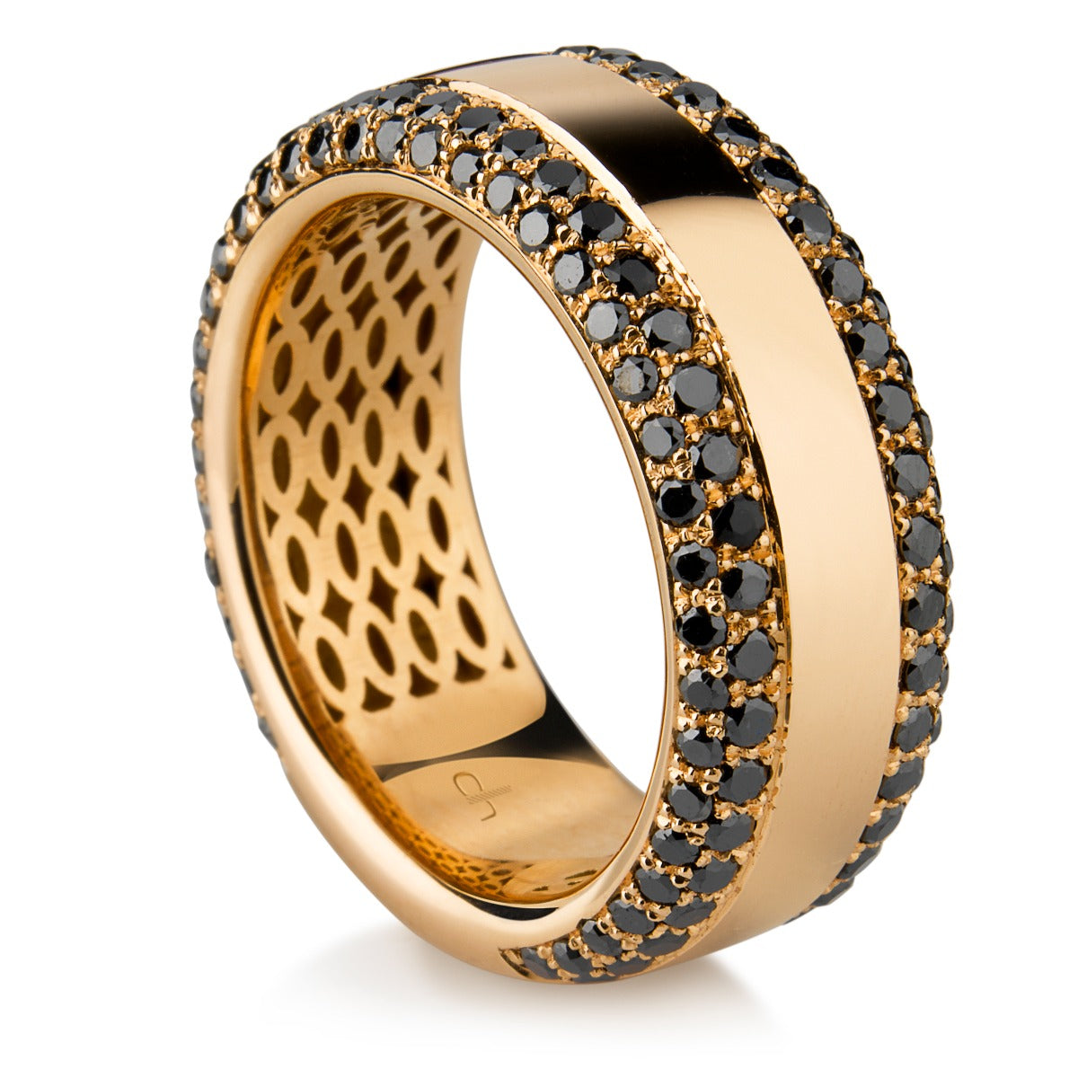 sortija-ancha-oro-rosa-diamantes-negros - Ref J5611SB_Chocrón Joyeros