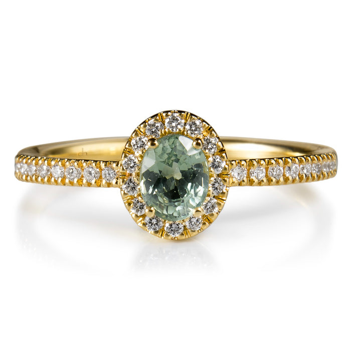 Sortija_caramelo_oro_amarillo_zafiro_verde_oval_diamantes_vista_horizontal_Ref_J5783SB_Chocron_Joyeros