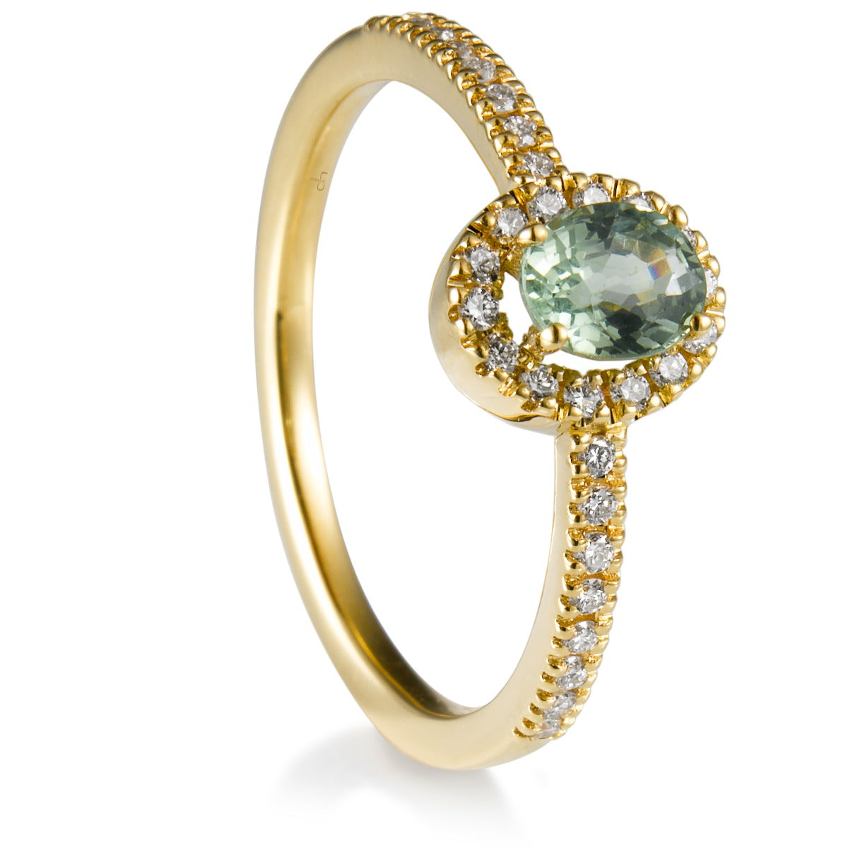 Sortija_caramelo_oro_amarillo_zafiro_verde_oval_diamantes_vista_vertical_Ref_J5783SB_Chocron_Joyeros