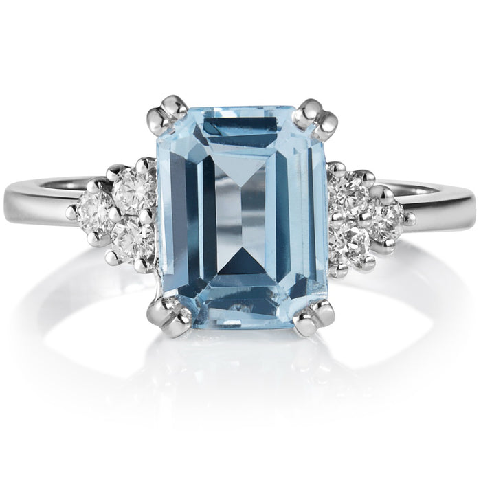 Sortija-oro-blanco-aguamarina-diamantes - Ref J5799SB