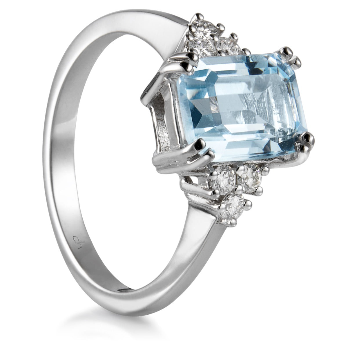 Sortija-oro-blanco-aguamarina-diamantes - Ref J5799SB