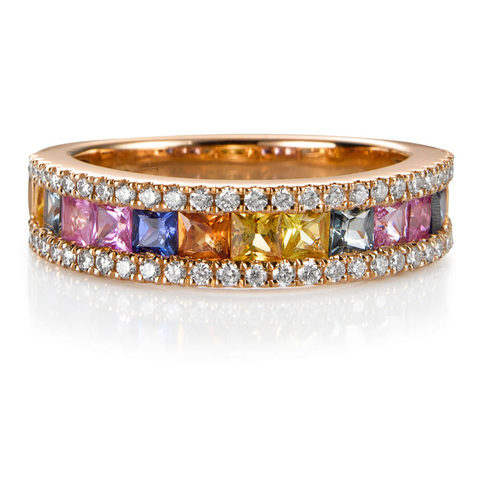 Sortija-carrousel-oro-rosa-zafiros-colores-diamantes- Ref J5433SB_Chocrón Joyeros