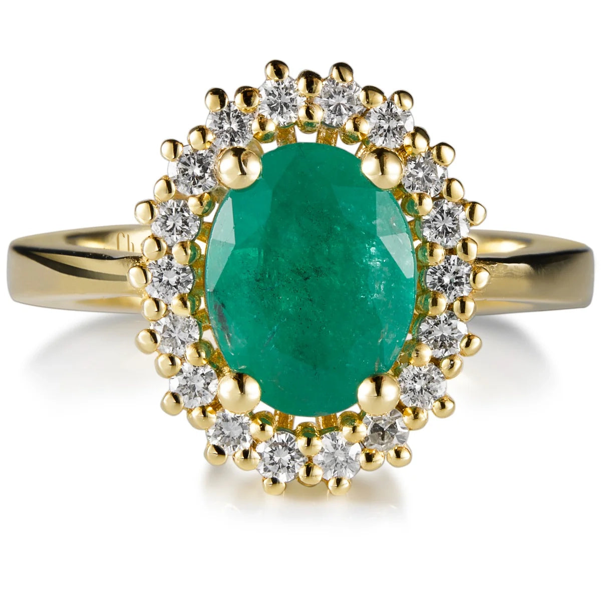 Sortija "Royal Trilogy" de oro amarillo esmeralda y orla de diamantes