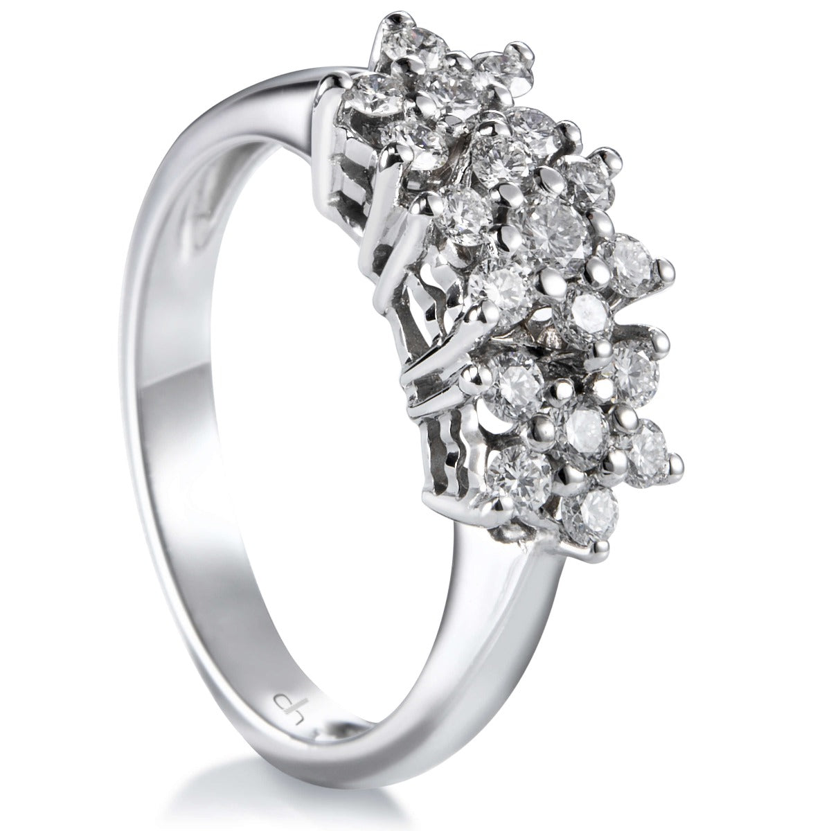 Sortija_oro_blanco_rosetas_diamantes_garra_ Ref J5200SB_Chocrón Joyeros