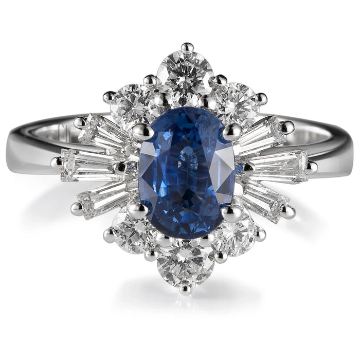 Sortija "Royal Trilogy" de oro blanco zafiro y diamantes