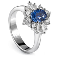 Sortija "Royal Trilogy" de oro blanco zafiro y diamantes