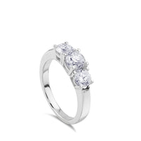 anillo de compromiso tresillo de oro blanco | chocron joyeros