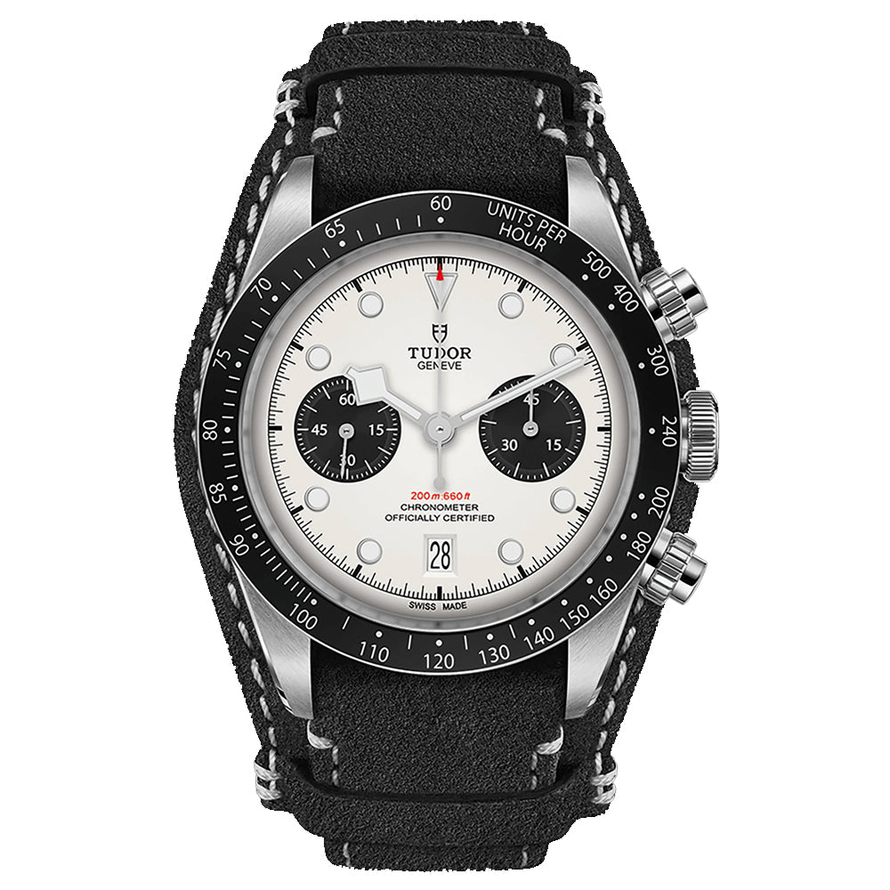 Reloj Hombre Tudor Black Bay Chrono Acero 41mm Esfera Blanca Piel_ 79360N-0006_Chocrón Joyeros