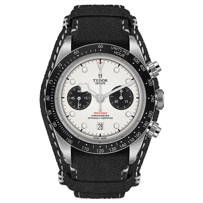 Reloj Hombre Tudor Black Bay Chrono Acero 41mm Esfera Blanca Piel_ 79360N-0006_Chocrón Joyeros
