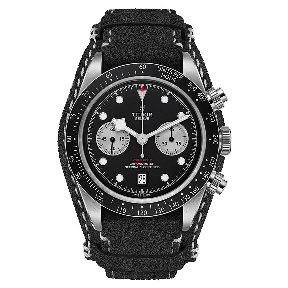 Reloj Hombre Tudor Black Bay Chrono Acero 41mm Esfera Negra Piel_ 79360N-0005_Chocrón Joyeros