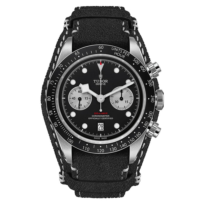 Reloj Hombre Tudor Black Bay Chrono Acero 41mm Esfera Negra Piel_ 79360N-0005_Chocrón Joyeros