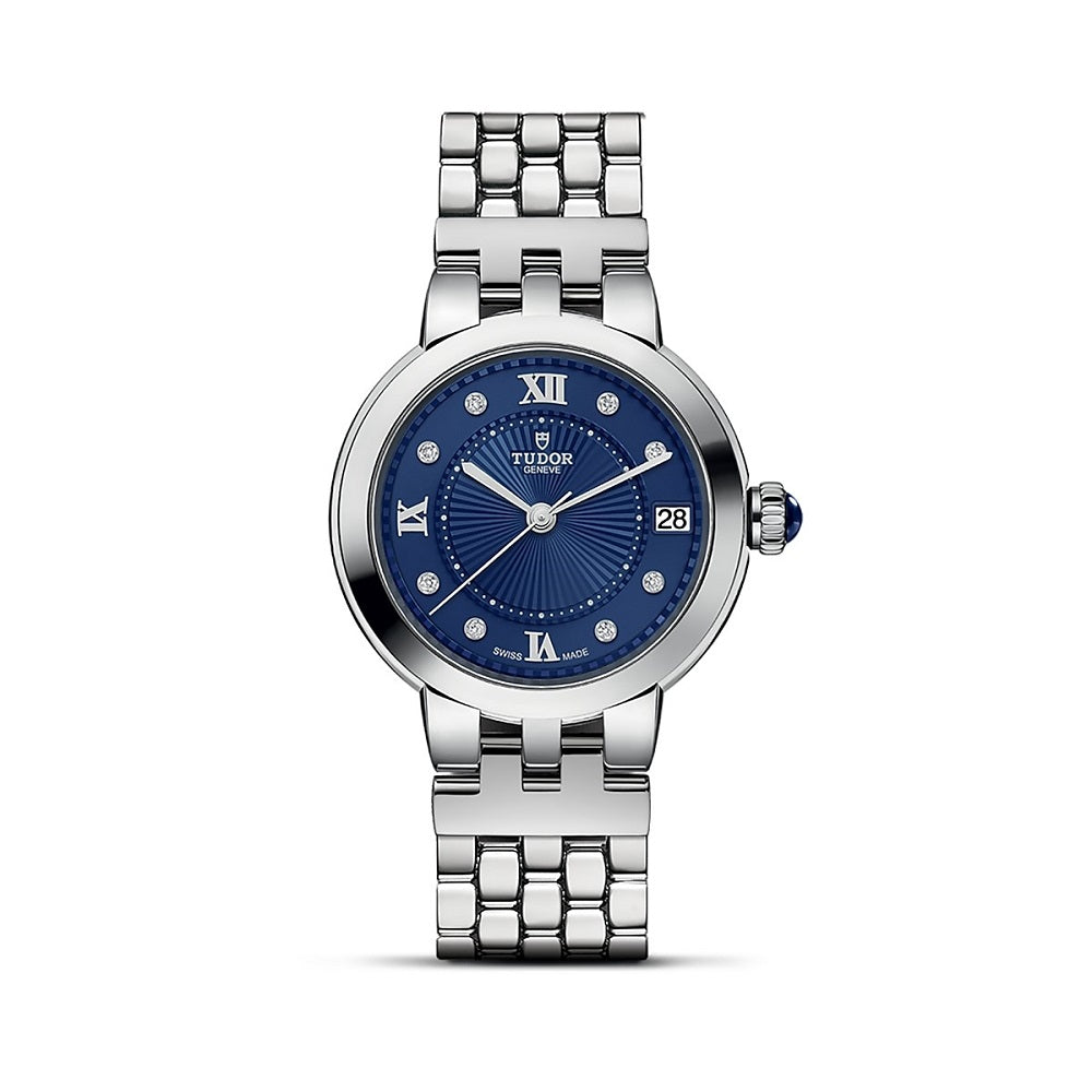 Tudor Clair de Rose esfera azul con diamantes 34mm