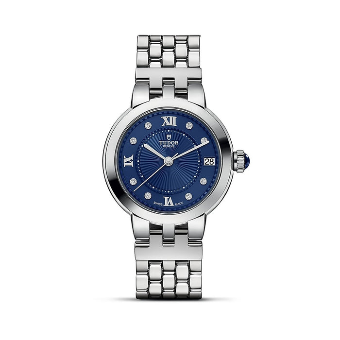 Tudor Clair de Rose esfera azul con diamantes 34mm