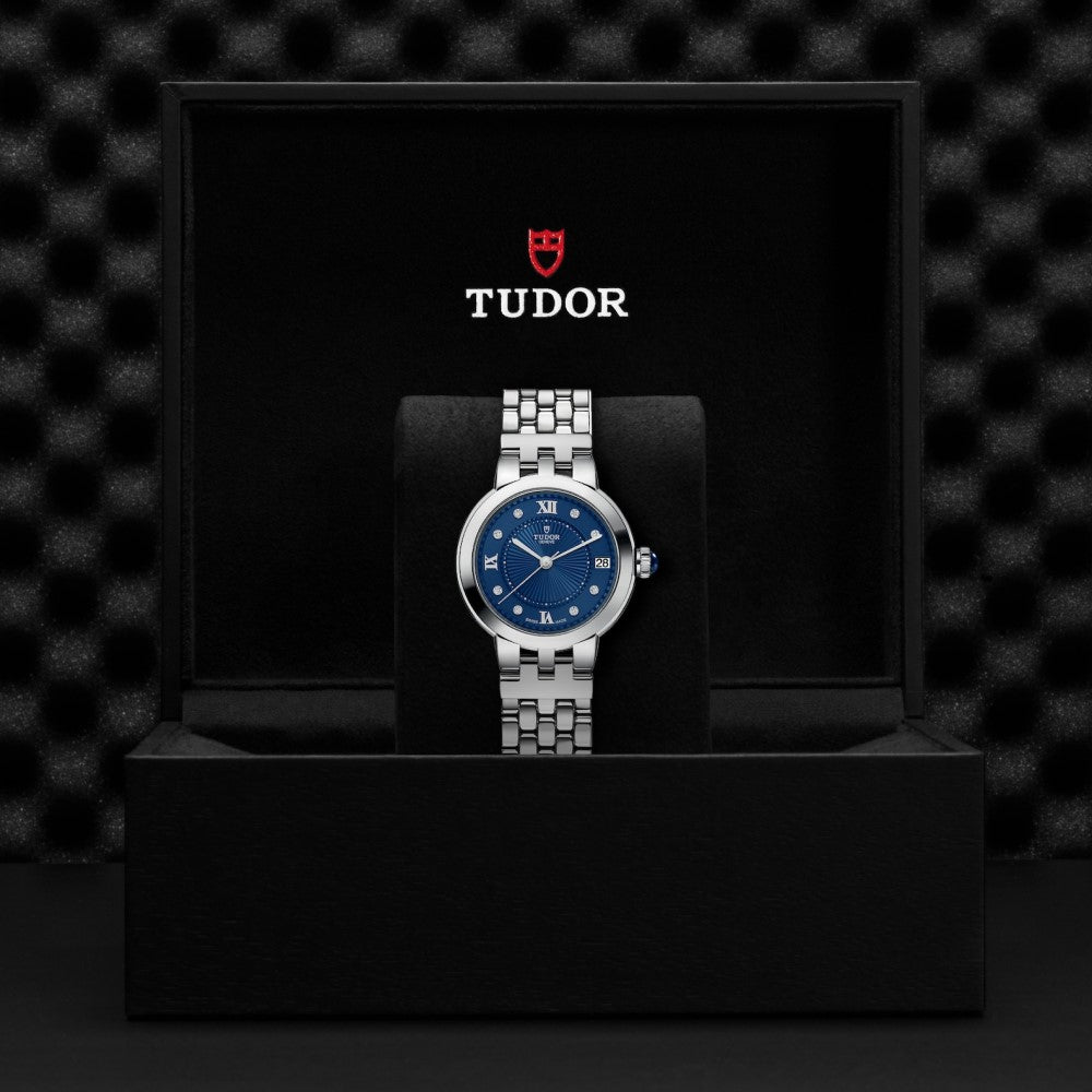 Tudor Clair de Rose esfera azul con diamantes 34mm