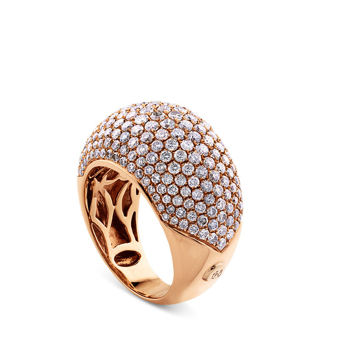 Sortija ancha de oro rosa con pavé de diamantes