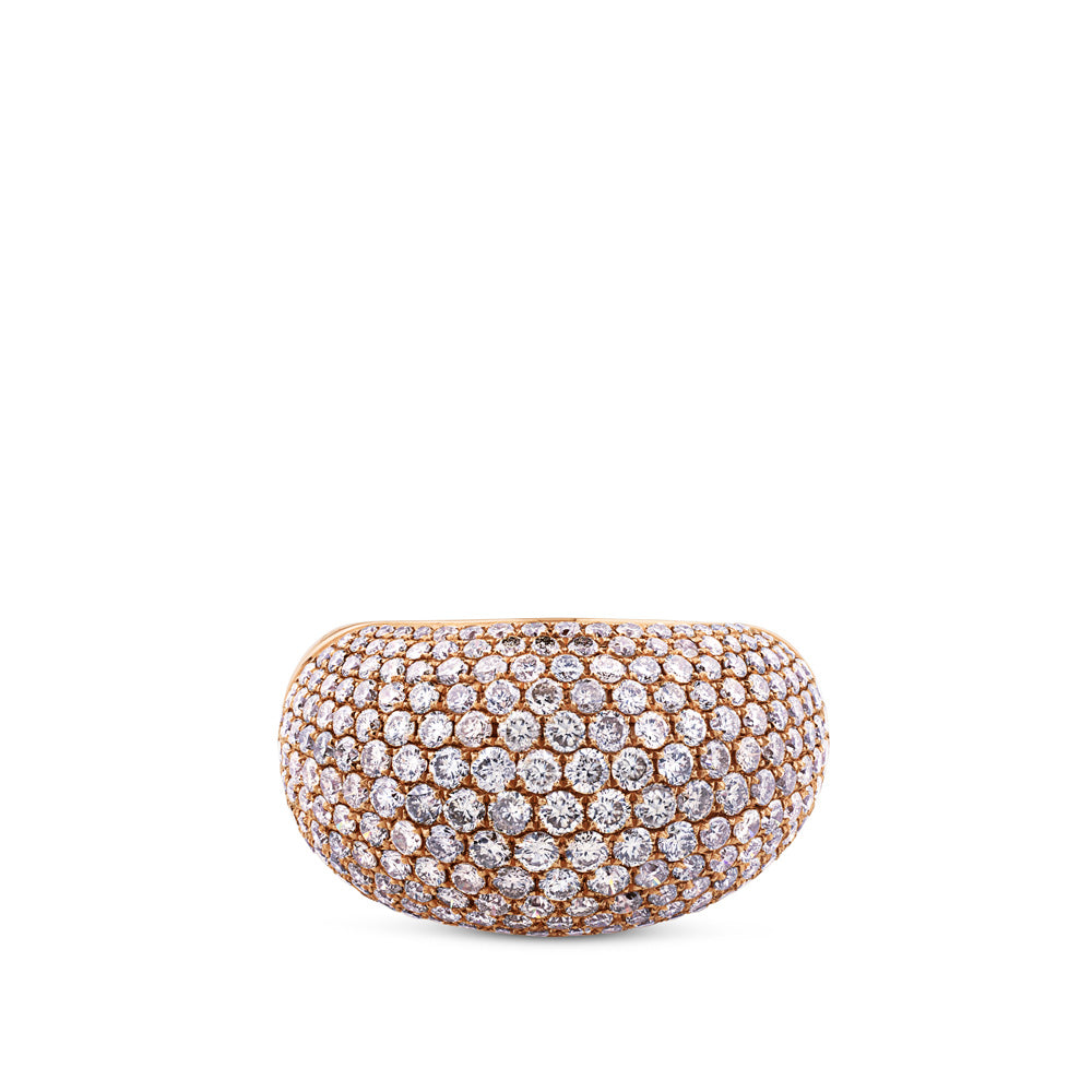 Sortija ancha de oro rosa con pavé de diamantes