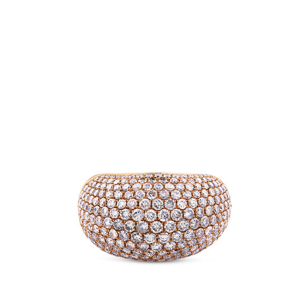 Sortija ancha de oro rosa con pavé de diamantes