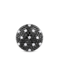 Sortija de oro blanco redonda con diamantes negros y blancos
