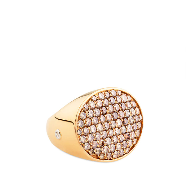 Sortija de oro rosa oval con diamantes brown