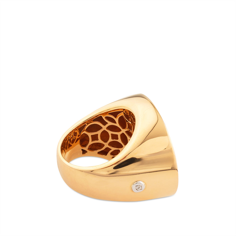 Sortija de oro rosa oval con diamantes brown