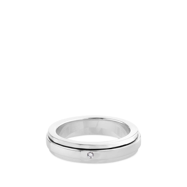 Alianza de oro blanco con diamante engastado