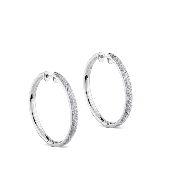 Aros de oro blanco con pavé de diamantes (4cm)