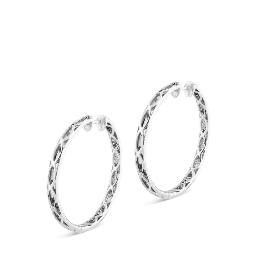 Aros de oro blanco con pavé de diamantes (4cm)