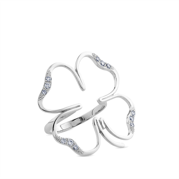 Sortija cLOVEr de oro blanco y diamantes PM