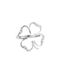 Sortija silueta "Clover" de oro blanco y diamantes