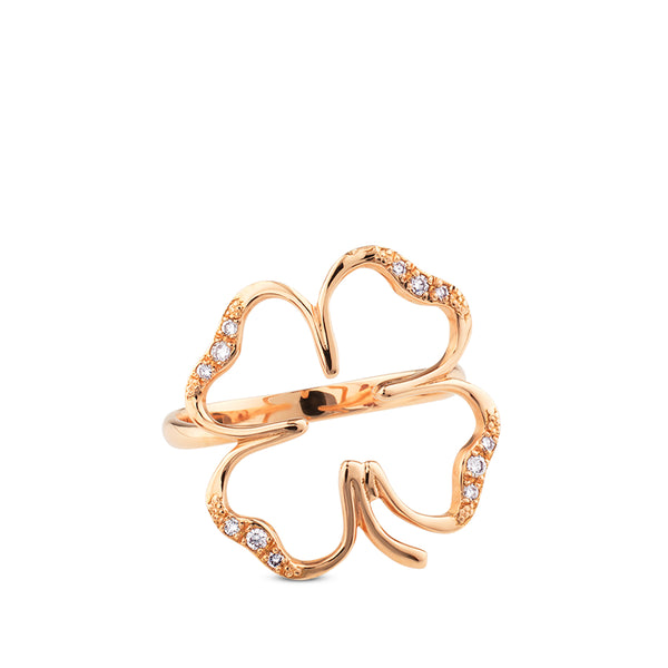 Sortija cLOVEr de oro rosa y diamantes PM