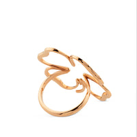 Sortija silueta cLOVEr  de oro rosa y diamantes (grande)
