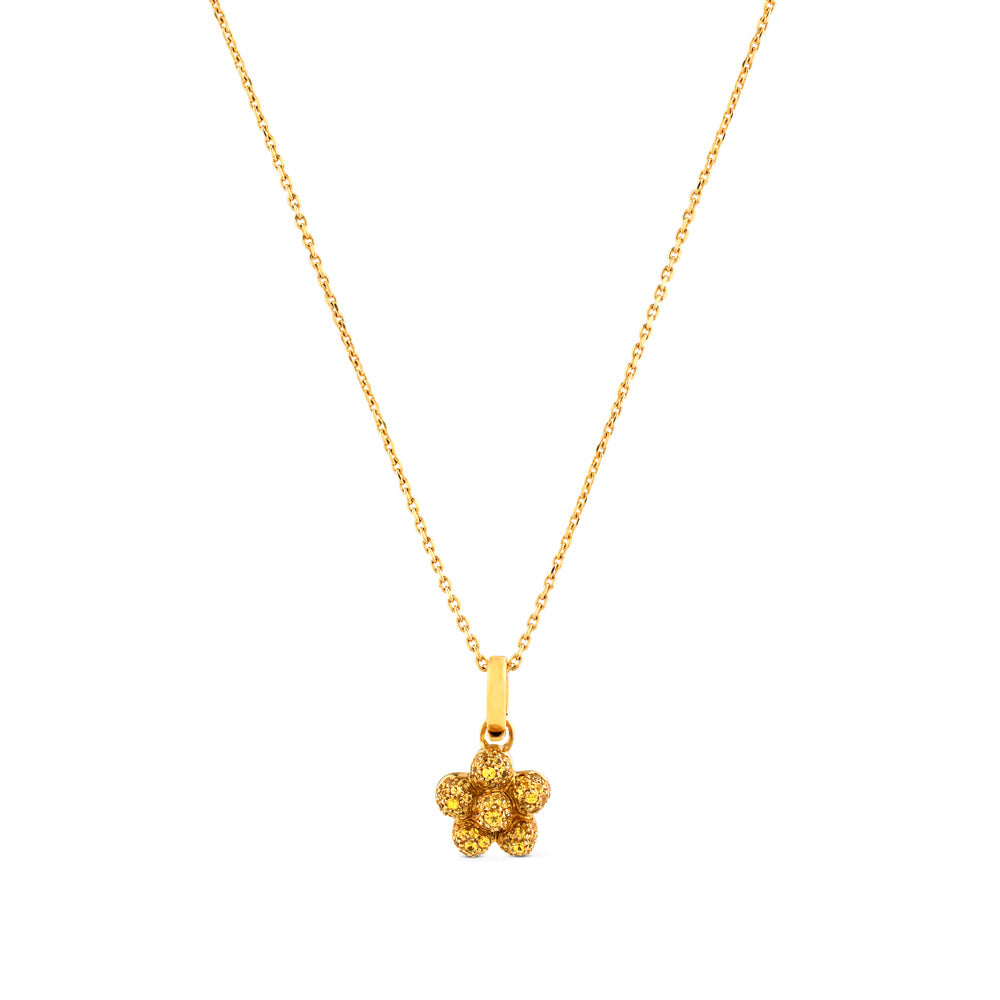 Colgante de oro amarillo con flor de pavé de diamantes