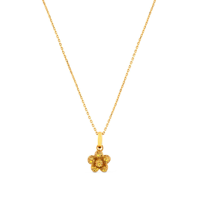 Colgante de oro amarillo con flor de pavé de diamantes