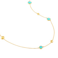 Collar de oro amarillo con turquesas (90 cm)