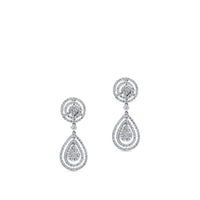 Pendientes largos de oro blanco desmontables con gotas superpuestas de diamantes