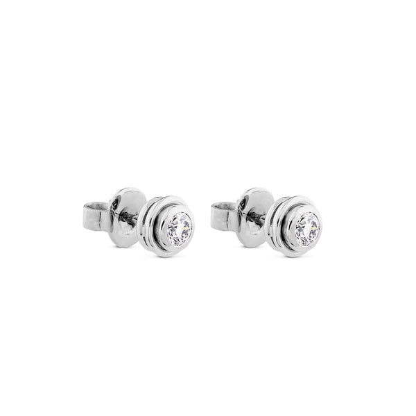 Pendientes de oro blanco en chaton de 0,62 quilates con doble orla de oro blanco