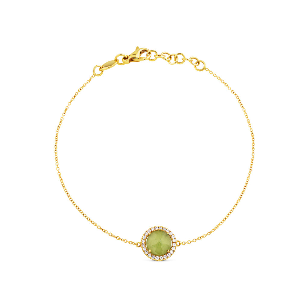 Pulsera de oro amarillo y jade con orla de diamantes