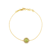 Pulsera de oro amarillo y jade con orla de diamantes