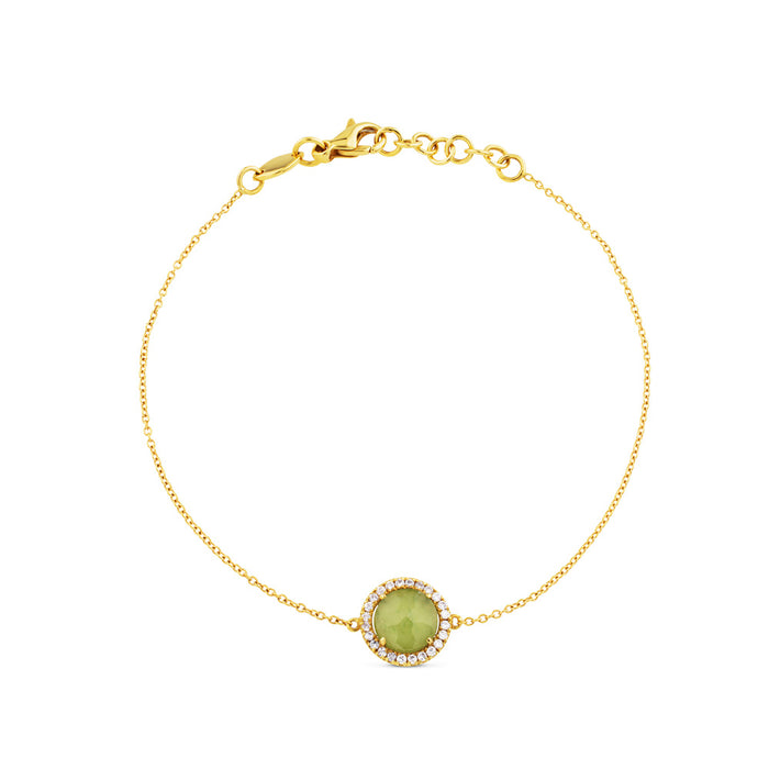 Pulsera de oro amarillo y jade con orla de diamantes