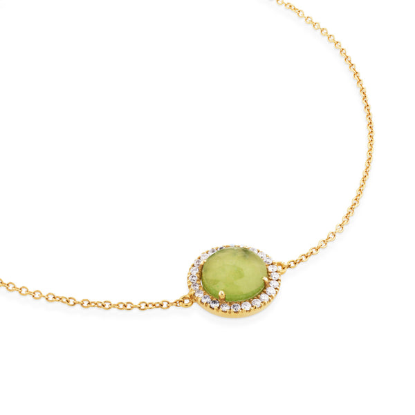 Pulsera de oro amarillo y jade con orla de diamantes
