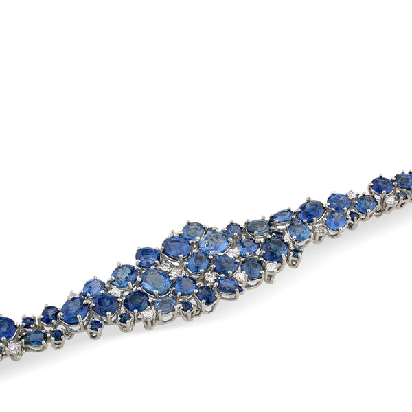 Pulsera de oro blanco con diamantes y zafiros