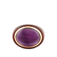 Sortija de madera burdeos y oro rosa con amatista