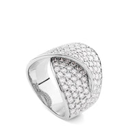 Sortija de oro blanco cruzada con pavé de diamantes