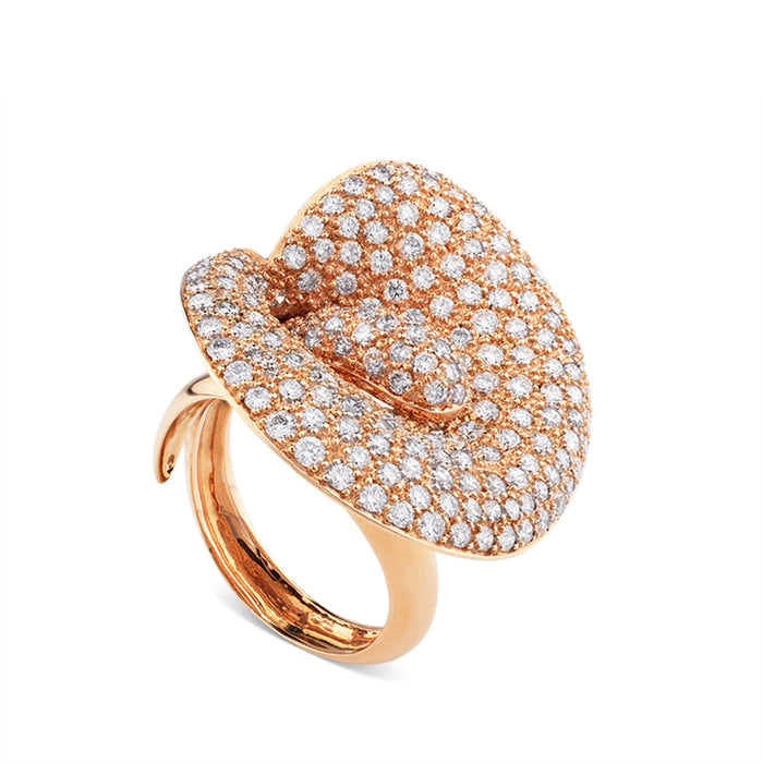 Sortija cala oro rosa con pavé de diamantes