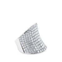 Sortija super ancha de oro blanco con pavé de diamantes