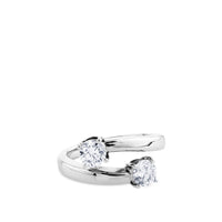 Sortija "tu y yo" de oro blanco con diamantes engastado en 4 garras
