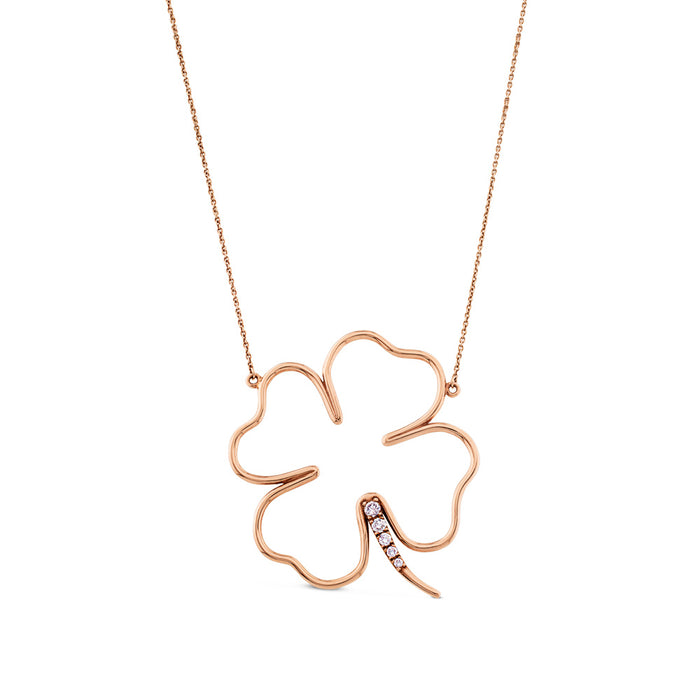 Colgante cLOVEr de oro rosa con diamantes 50 mm