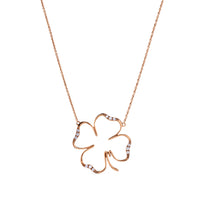 Colgante cLOVEr de oro rosa con diamantes tamaño mediano